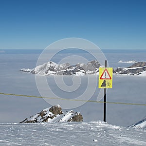 Cliffs, danger sign