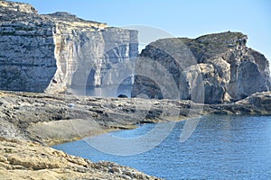 Cliffs at Dwejra Bay on Gozo island