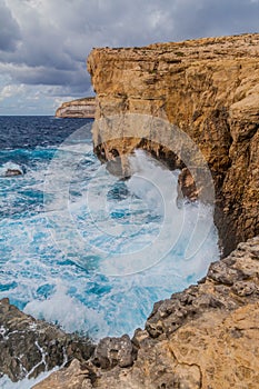 Cliffs of Dwejra, location of the collapsed Azure Window on the island of Gozo, Mal