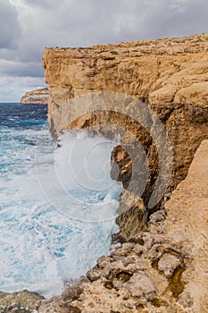 Cliffs of Dwejra, location of the collapsed Azure Window on the island of Gozo, Mal