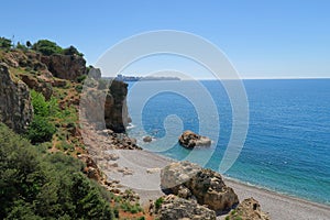 Cliffs at the East End of Konyaalti Beach in Antalya, Turkey