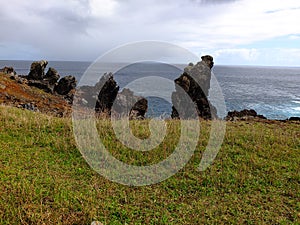 Cliffs on Easter Island Rapa Nui, Chile