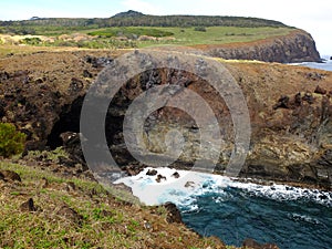 Cliffs on Easter Island Rapa Nui, Chile