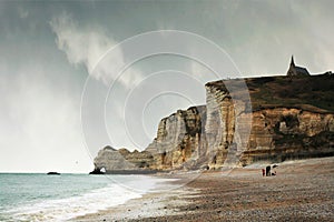 Cliffs in Etretat, Normandie, France.