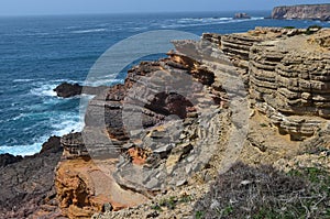 Cliffs and geological unconformities at the Costa Vicentina Natural Park, Southwestern Portugal