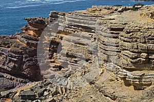 Cliffs and geological unconformities at the Costa Vicentina Natural Park, Southwestern Portugal