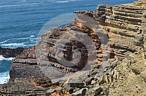 Cliffs and geological unconformities at the Costa Vicentina Natural Park, Southwestern Portugal