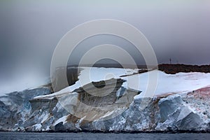 cliffs, glaciers and snowfields Rudolf island