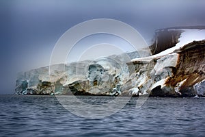 cliffs, glaciers and snowfields Rudolf island