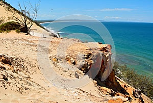 Cliffs hanging over the Rainbow Beach in Queensland.