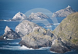 The cliffs of Hermaness and Muckle Flugga on the north coast of the island of Unst in the Shetland, Scotland, UK