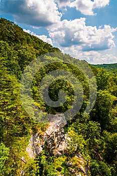 Cliffs on a hillside overlooking Prettyboy Dam, in Baltimore County, Maryland.