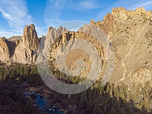 Cliffs of a huge canyon with a river, usa, top view, Beautiful nature photo