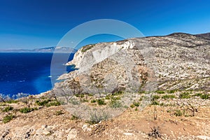 Cliffs and Ioanian sea at Zakynthos, Greece photo
