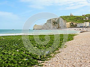 Cliffs La Falaise d'Amont in Etretat, France