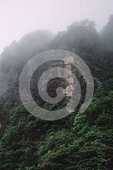 Cliffs on Mingyue Mountain, Jiangxi, China