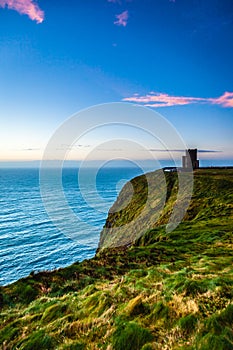 Cliffs of Moher - O Briens Tower in Co. Clare Ireland.