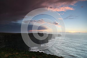 Cliffs of Moher at sunset in Co. Clare, Ireland