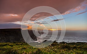 Cliffs of Moher at sunset in Co. Clare Ireland