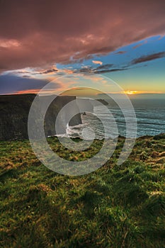 Cliffs of Moher at sunset in Co. Clare Ireland