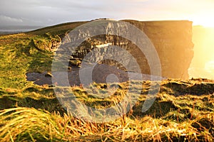 Cliffs of Moher at sunset in Co. Clare, Ireland