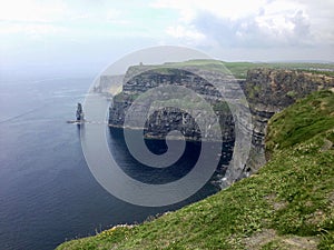Cliffs of Moher view in a cloudy day