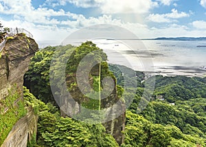 Cliffs of Mount Nokogiri observatory overlooking the Boso Peninsula of Chiba.