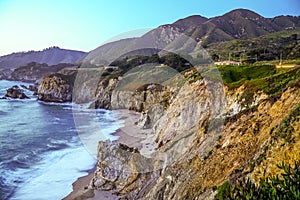 The cliffs at the Pacific coast at Big Sur California
