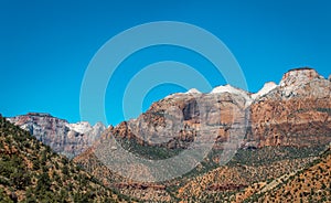 Cliffs and picturesque canyons in the Zion National Park. US Natural Parks