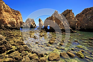 Cliffs in Ponta da Piedade near Lagos, Algarve, Portugal.