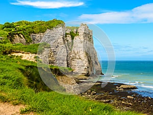 Cliffs Porte d'Aval in Etretat, France