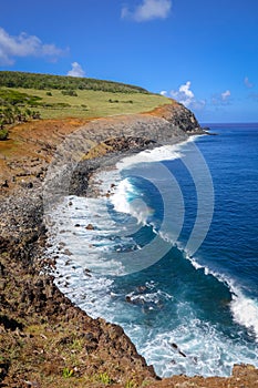 Cliffs on Rano Kau volcano in Easter Island