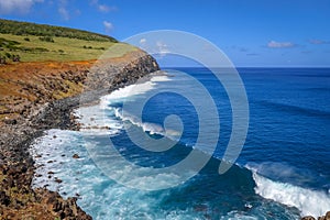 Cliffs on Rano Kau volcano in Easter Island