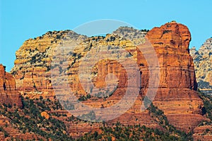 Cliffs Of Red Rock In Layers In Arizona Desert