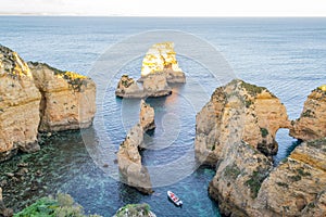 Cliffs and rock formations at Ponta da Piedade (Lagos, Portugal)