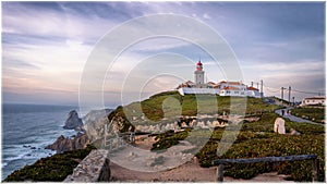 Cliffs and rocks and the Atlantic. Cabo da Roca, Portugal, the farthest western point of Europe.