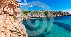 Cliffs Rocky Coast Scenery Majorca Spain Mediterranean Sea