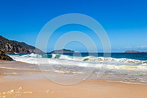 Cliffs and Sand Beach at Shoal Bay, New South Wales, Australia