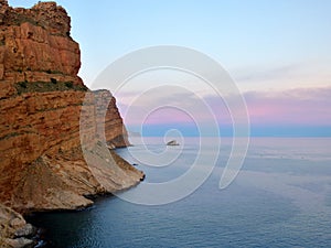 Cliffs of Sierra Helada. Benidorm Spain. Sunset. photo