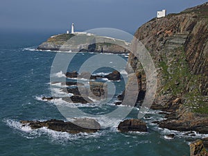 Cliffs with South Stack Lighthouse, Wales