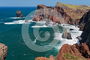 Cliffs at St Lawrence Madeira Showing Unusual Vertical Rock Form