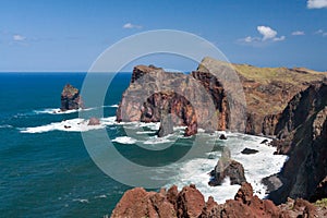 Cliffs at St Lawrence Madeira showing unusual vertical rock form