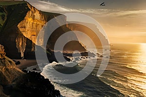 Cliffs towering over the coastline