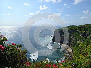 Cliffs of Uluwatu Temple in Ungasan Village of South Kuta District of Badung Regency, Bali Province of Indonesia