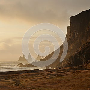 Cliffs in Vik village, Iceland