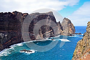 Cliffs of volcanic origin in Eastern Madeira