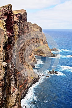 Cliffs of volcanic origin in Eastern Madeira