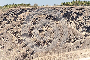 Cliffs at Wadi Dharbat near Salalah during the dry season, Oma