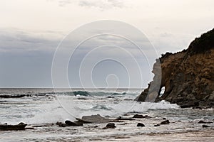 Cliffs and Waves breaking at Kilcunda Beach