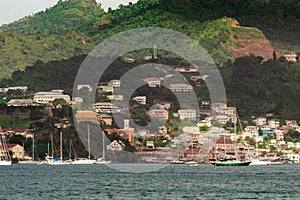 Cliffside homes in the Grenadines